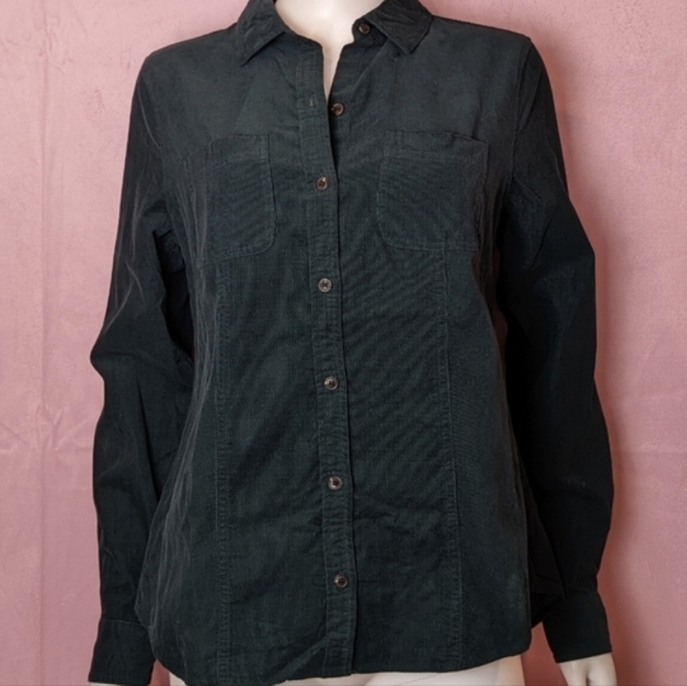 Charter Club Dark Green Corduroy Button Up Shirt size Small
